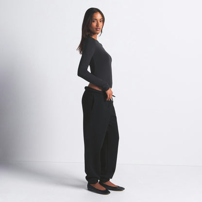 Skims Cotton Jersey Long Sleeve T-Shirt Soot