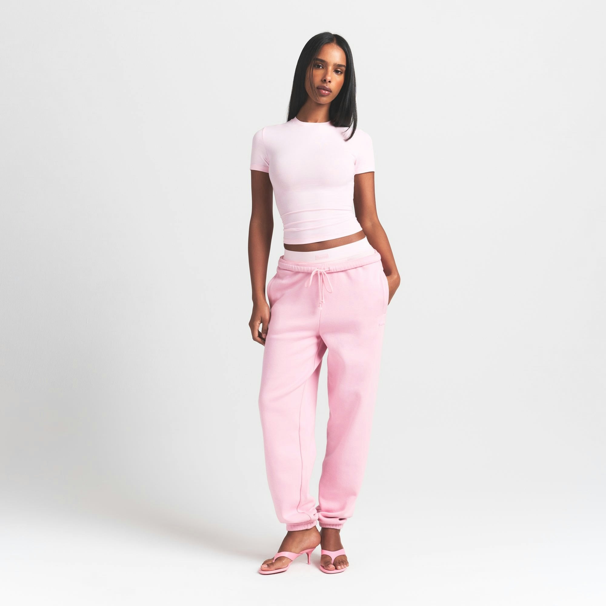 Skims Cotton Rib T-Shirt Cherry Blossom