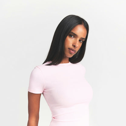 Skims Cotton Rib T-Shirt Cherry Blossom