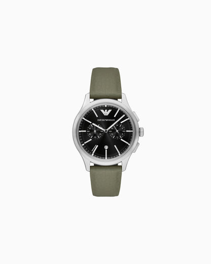 Emporio Armani Chronograph Green Leather Strap Watch