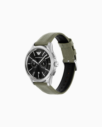 Emporio Armani Chronograph Green Leather Strap Watch