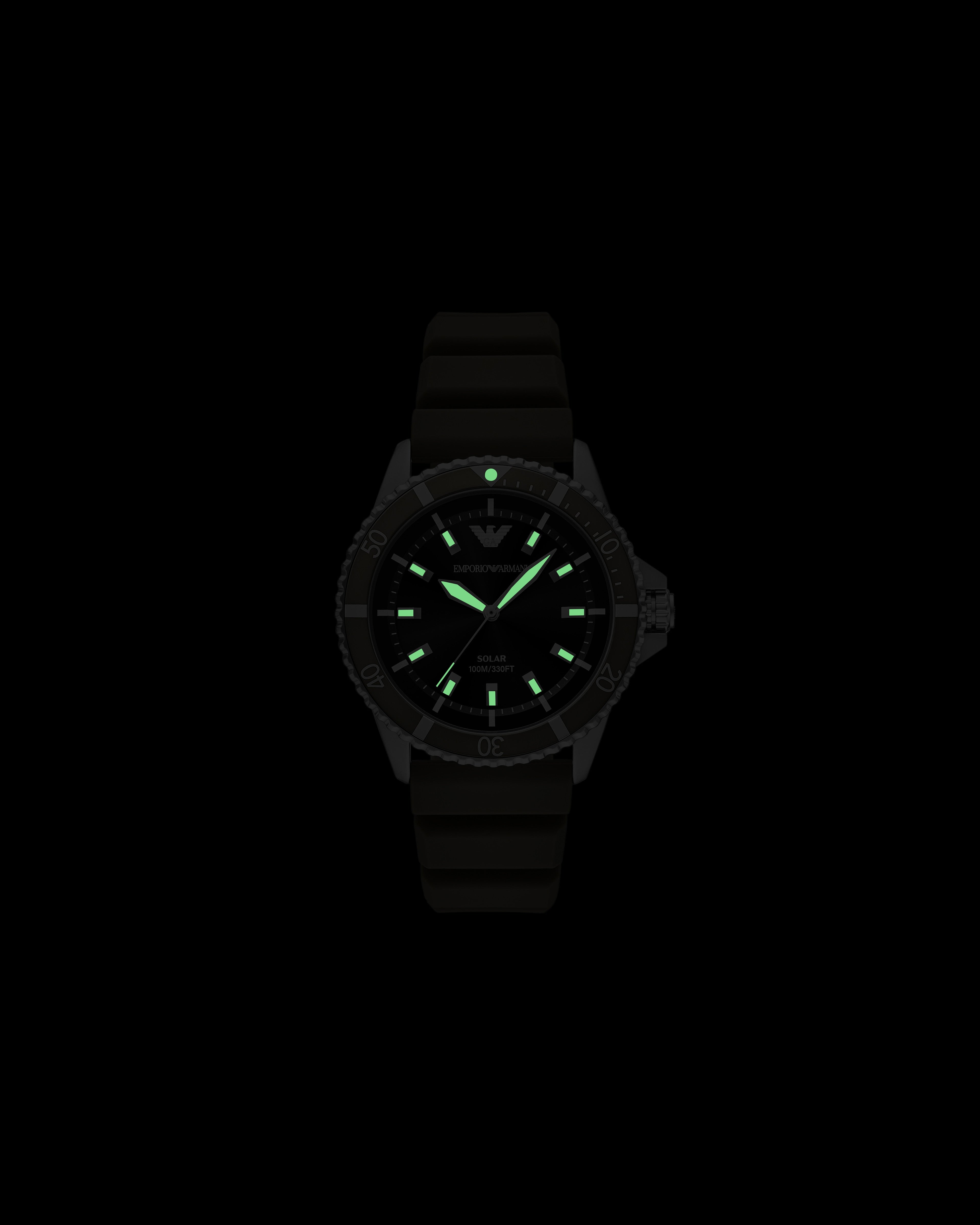 Emporio Armani World Explorer Solar-Powered Three-Hand Green Silicone Watch