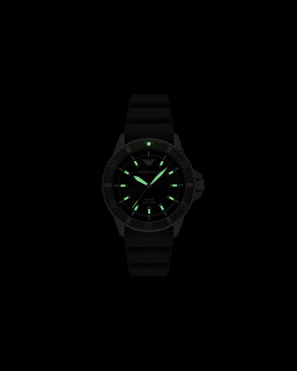 Emporio Armani World Explorer Solar-Powered Three-Hand Green Silicone Watch