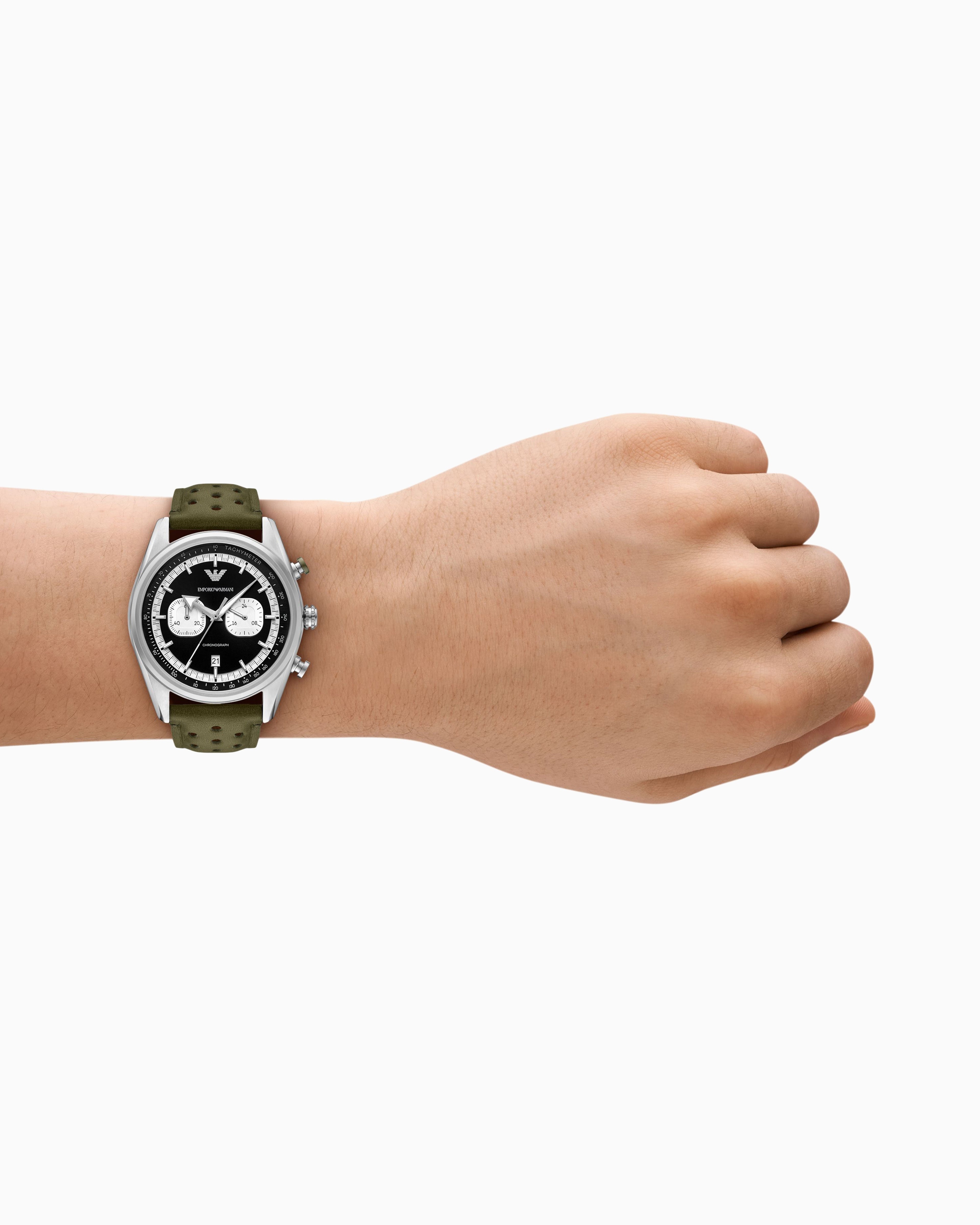 Emporio Armani Chronograph Green Leather Watch