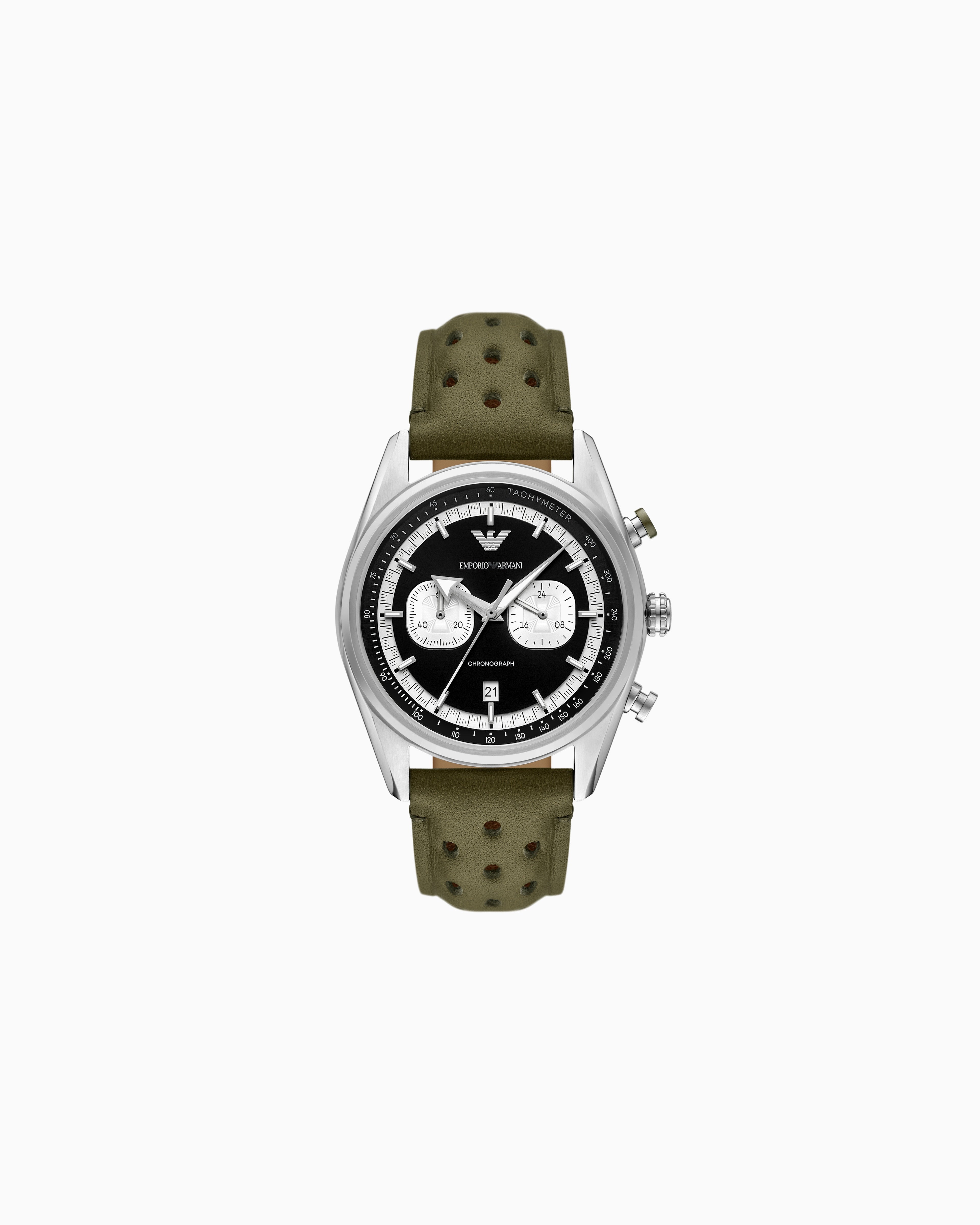 Emporio Armani Chronograph Green Leather Watch