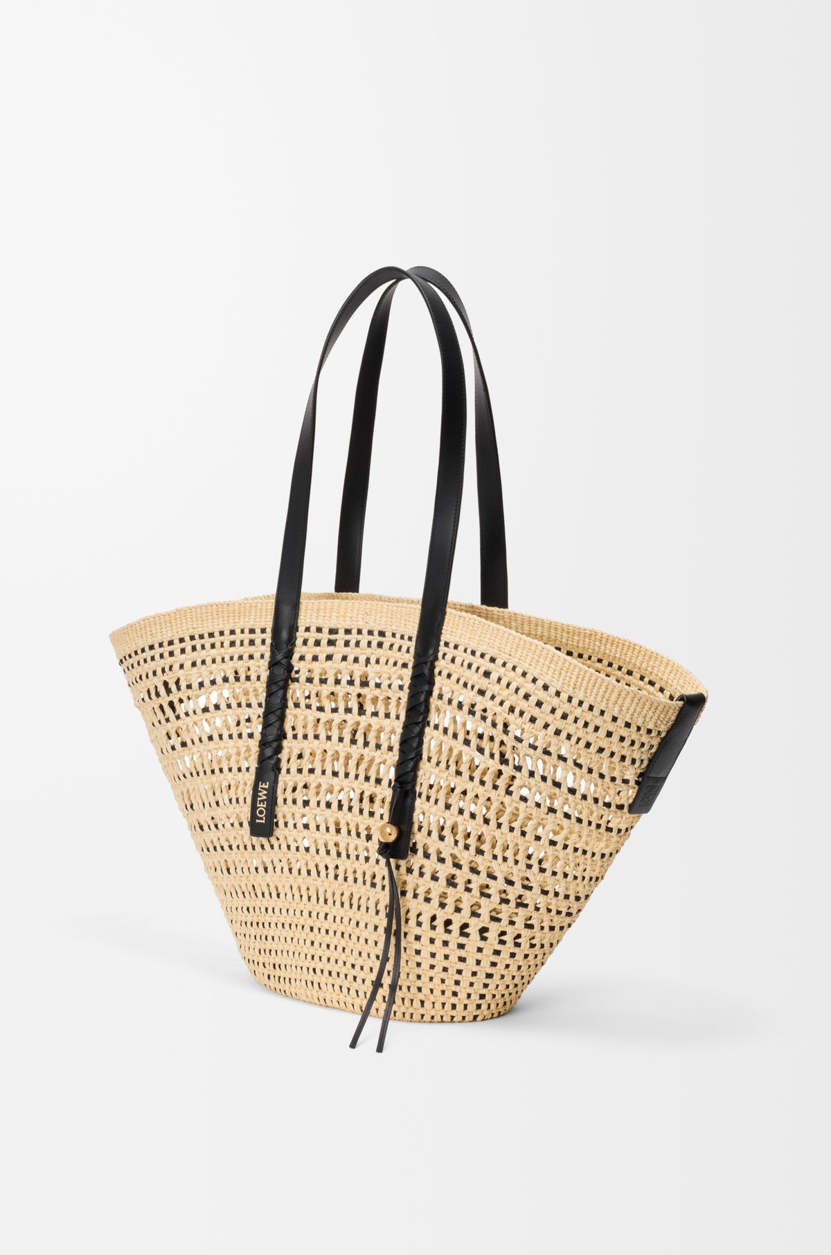 Loewe Large Braid basket in iraca palm and calfskin