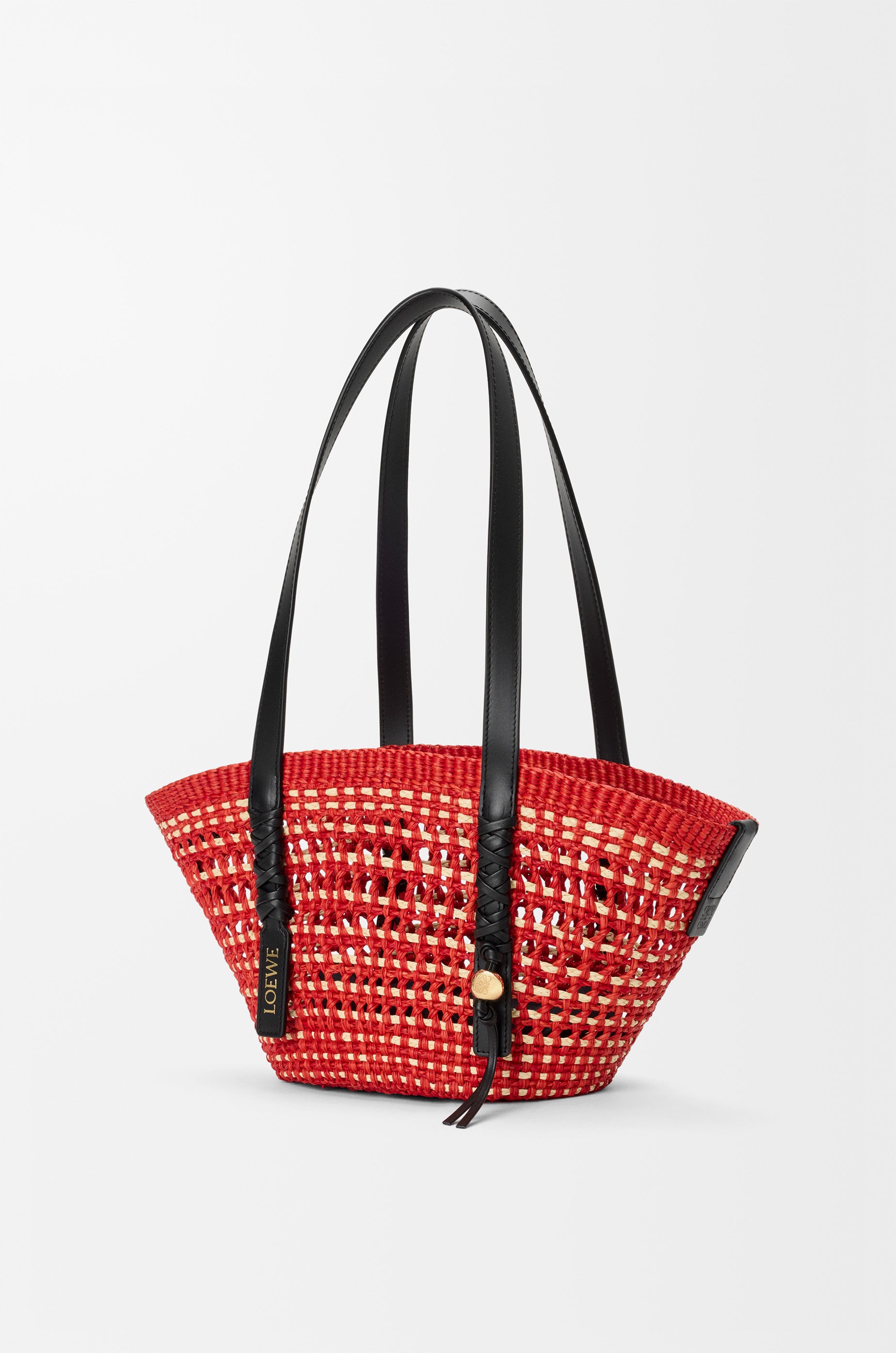 Loewe Small Braid basket in iraca palm and calfskin