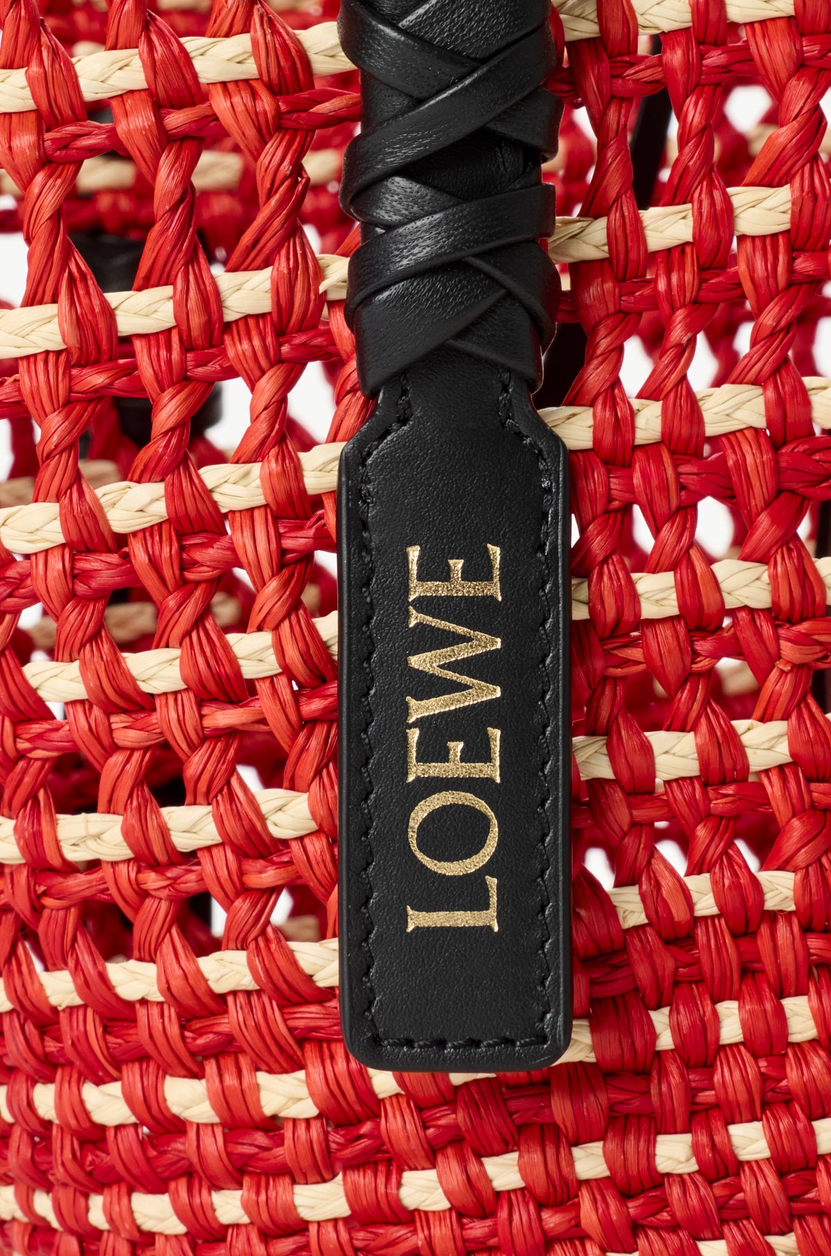 Loewe Small Braid basket in iraca palm and calfskin