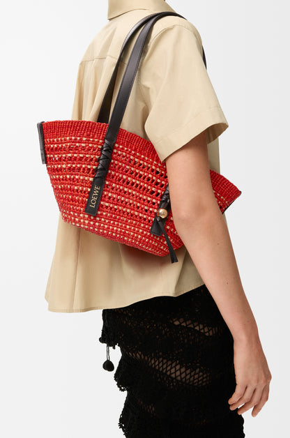 Loewe Small Braid basket in iraca palm and calfskin
