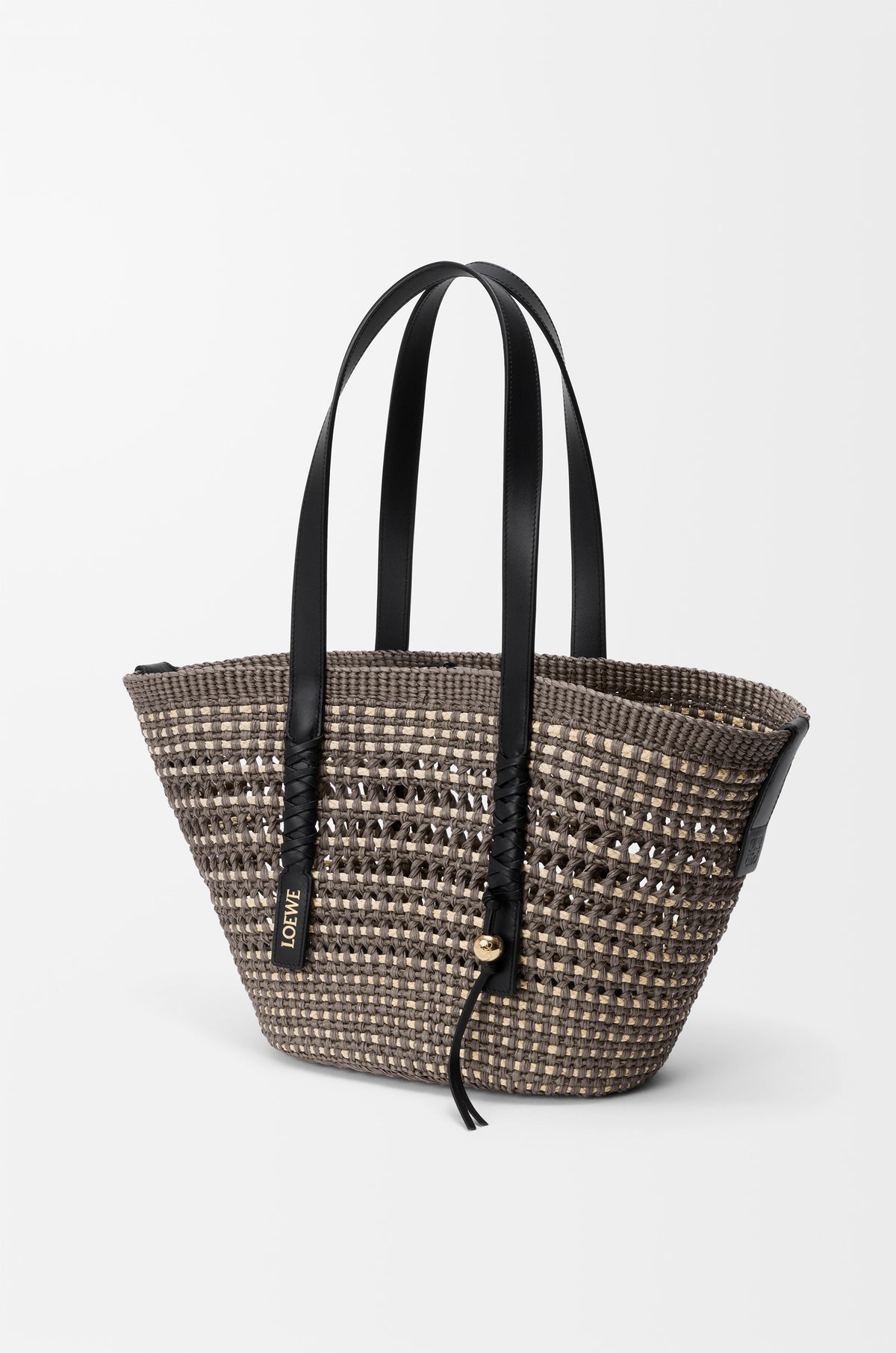 Loewe Medium Braid basket in iraca palm and calfskin
