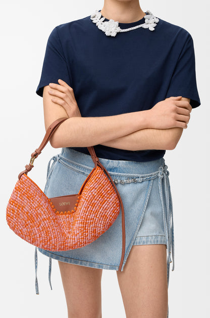 Loewe Medium Loewe Swing bag in raffia and calfskin