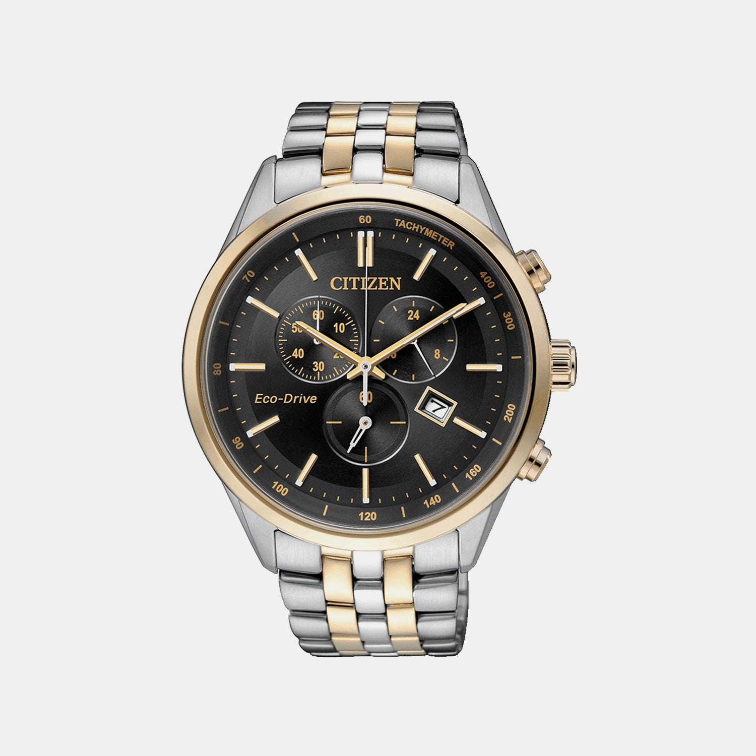 Citizen Eco-Drive Men Quartz Black Dial Chronograph Stainless Steel At2144-54E