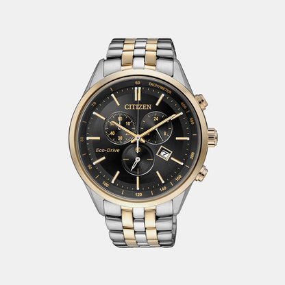 Citizen Eco-Drive Men Quartz Black Dial Chronograph Stainless Steel At2144-54E