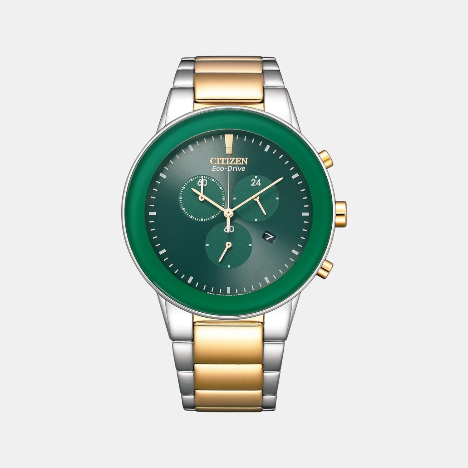 Citizen Axiom Men Quartz Green Dial Chronograph Stainless Steel At2244-84X