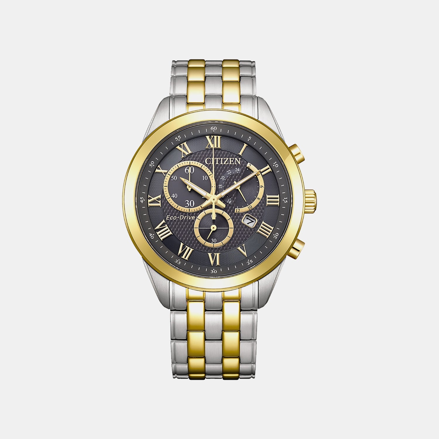 Citizen Eco-Drive Men Quartz Grey Dial Chronograph Stainless Steel Watch At2604-56H