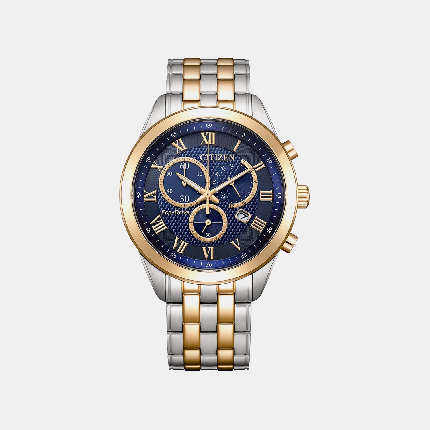 Citizen Eco-Drive Men Quartz Blue Dial Chronograph Stainless Steel Watch At2606-51L