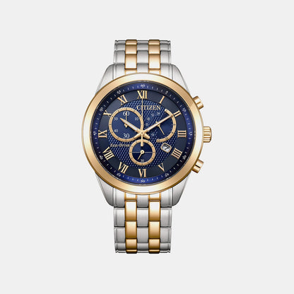 Citizen Eco-Drive Men Quartz Blue Dial Chronograph Stainless Steel Watch At2606-51L