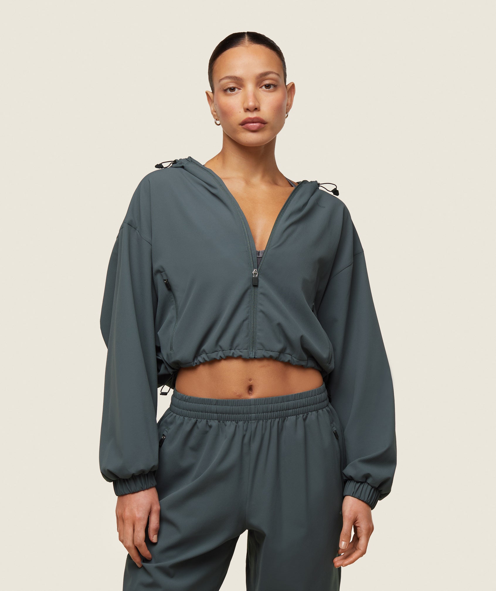 Women's Gymshark Everywear Cropped Lightweight Jacket Slate Teal