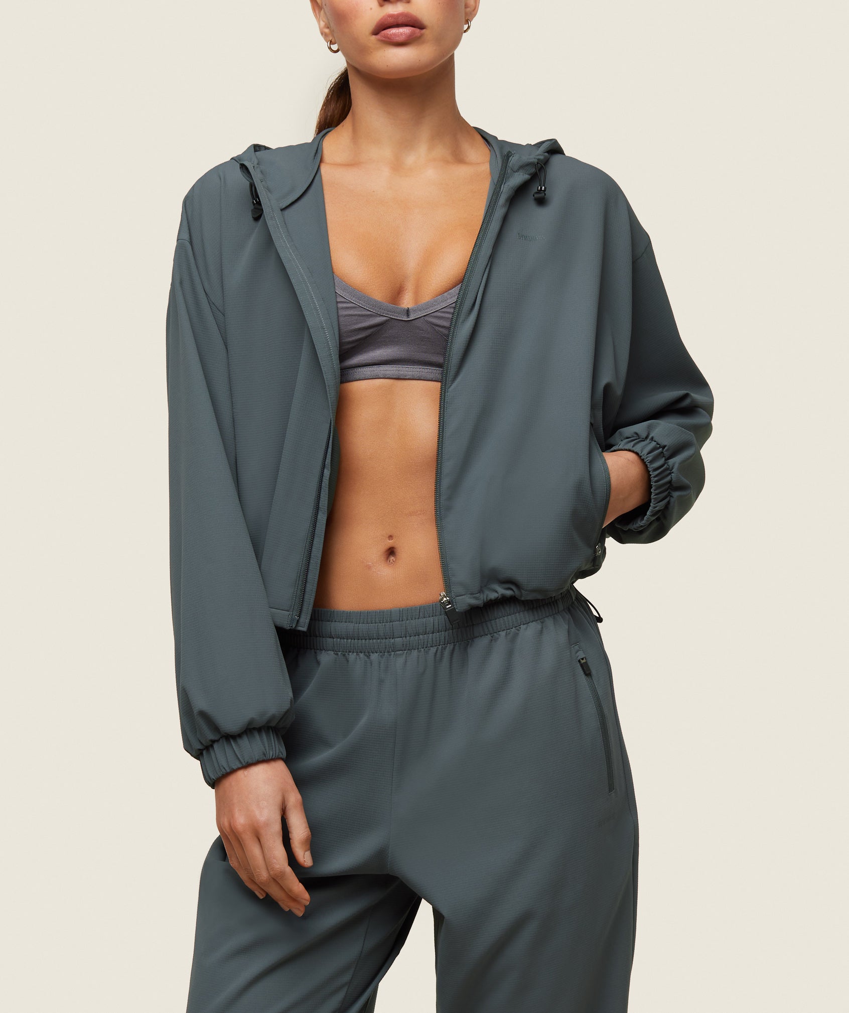 Women's Gymshark Everywear Cropped Lightweight Jacket Slate Teal