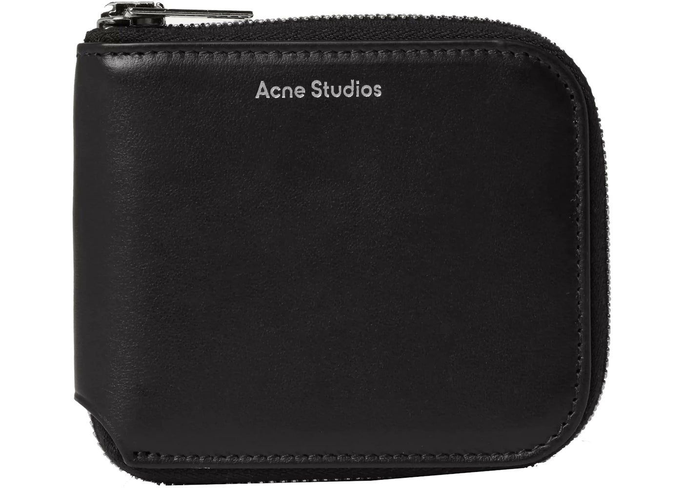 Acne Studios Logo Print Zip Around Wallet Black