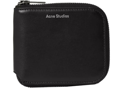 Acne Studios Logo Print Zip Around Wallet Black