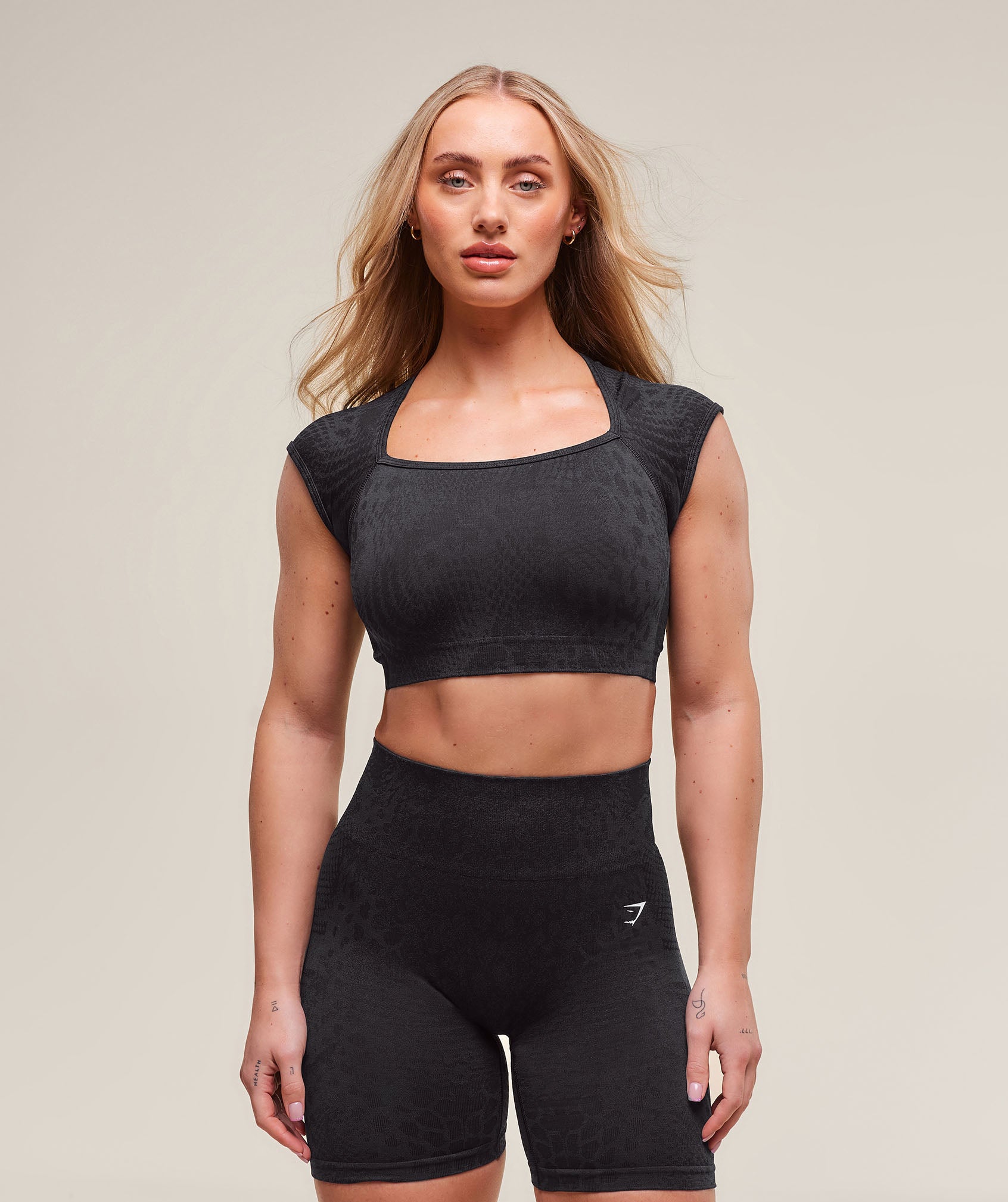 Women's Gymshark Adapt X Whitney Animal Seamless Crop Top Black