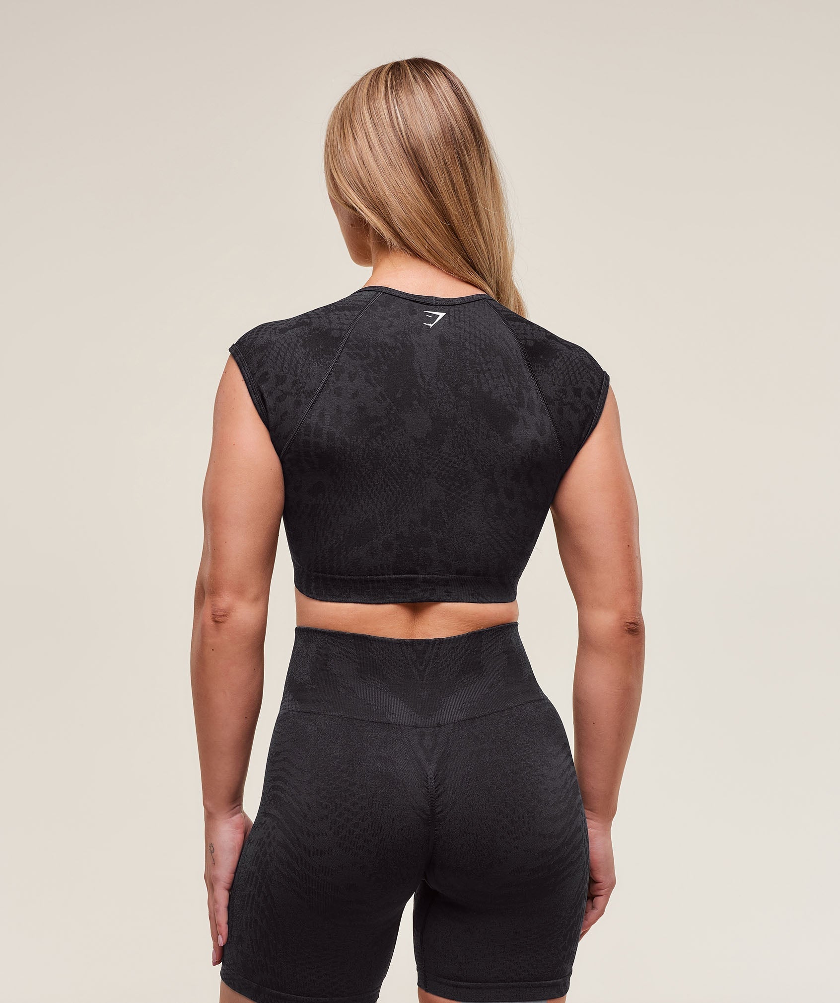 Women's Gymshark Adapt X Whitney Animal Seamless Crop Top Black