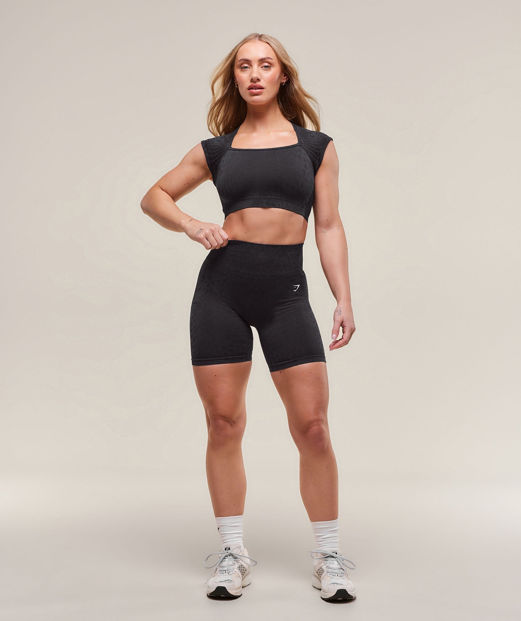 Women's Gymshark Adapt X Whitney Animal Seamless Crop Top Black