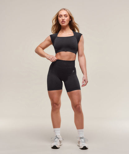 Women's Gymshark Adapt X Whitney Animal Seamless Crop Top Black
