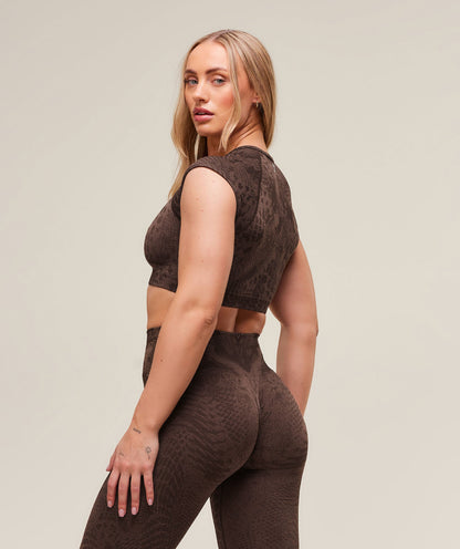Women's Gymshark Adapt X Whitney Animal Seamless Crop Top Brown