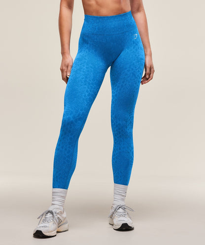 Women's Gymshark Adapt X Whitney Animal Seamless Leggings Barbell Blue