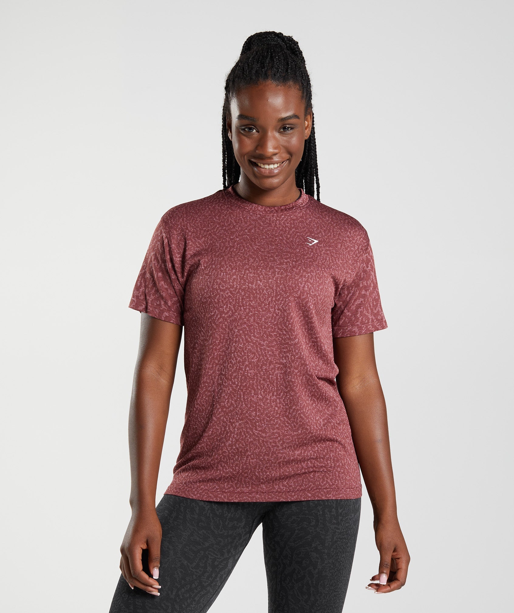 Women's Gymshark Adapt Animal Seamless T-Shirt Reef | Cherry Brown