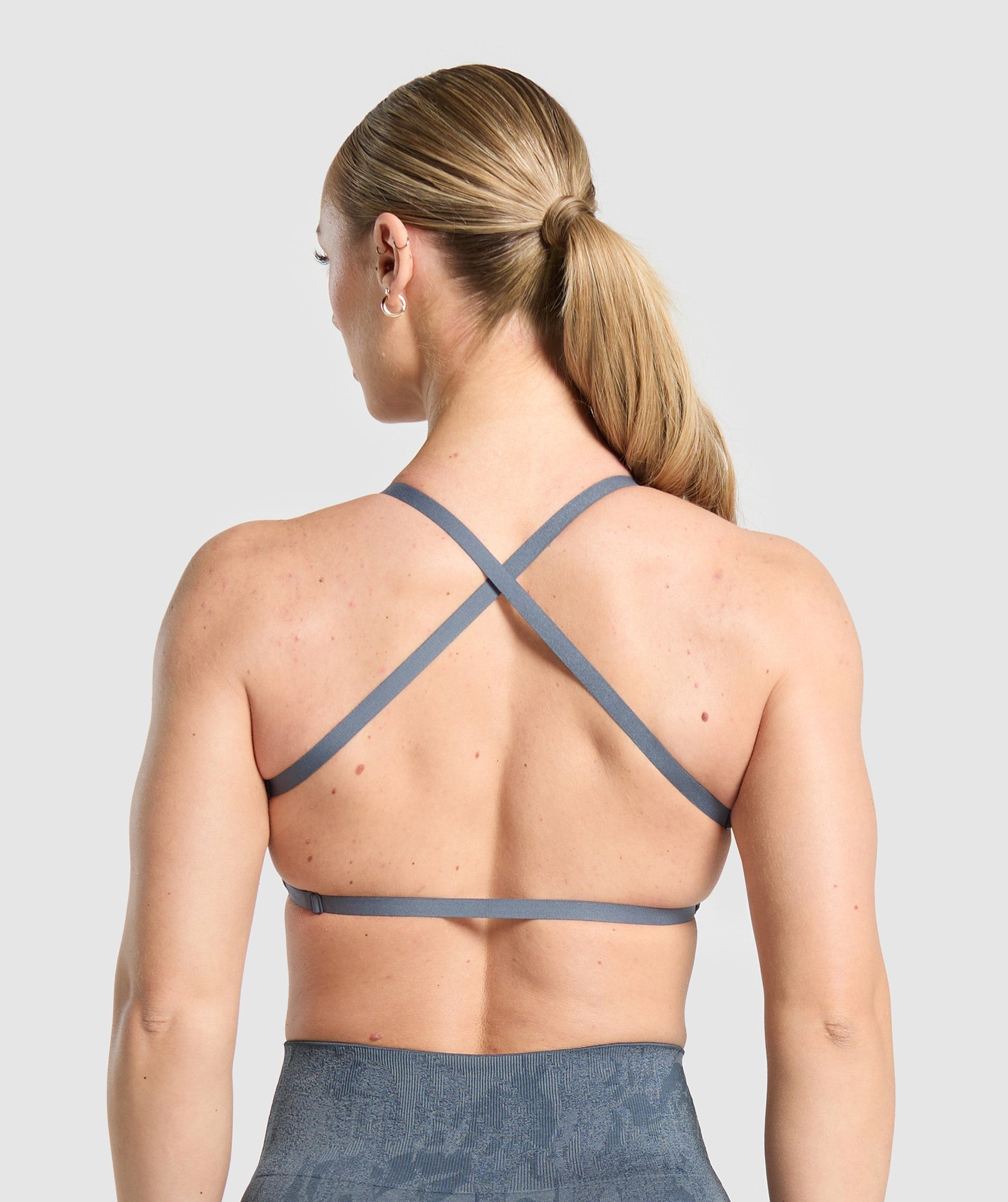 Women's Gymshark Adapt Camo Cross Back Sports Bra Titanium Blue