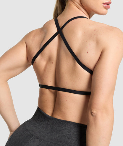 Women's Gymshark Adapt Camo Cross Back Sports Bra Asphalt Grey