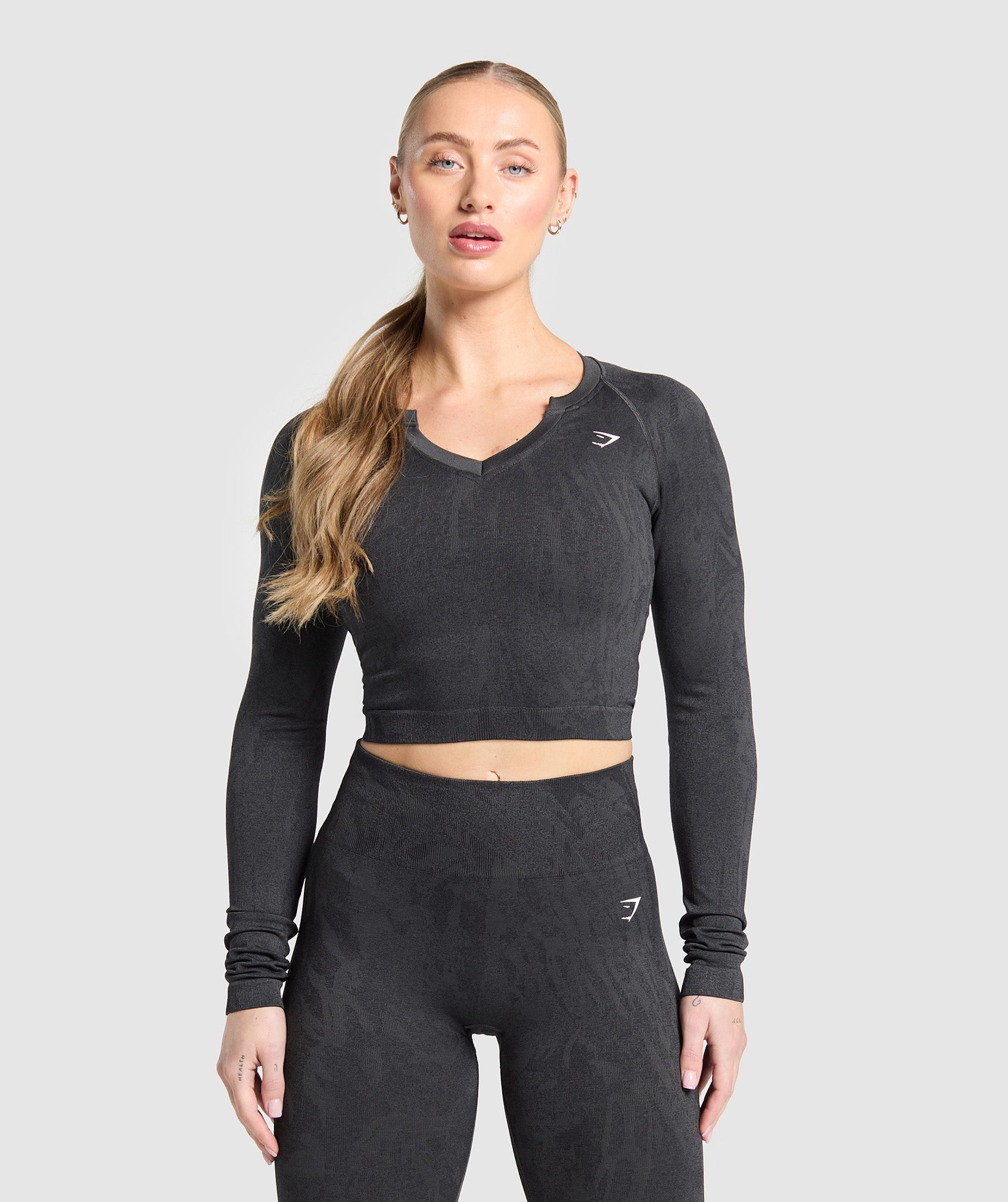 Women's Gymshark Adapt Camo Seamless Long Sleeve Top Asphalt Grey
