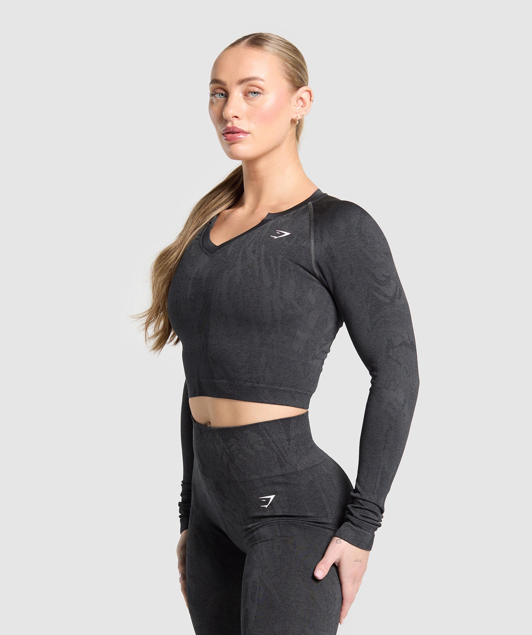 Women's Gymshark Adapt Camo Seamless Long Sleeve Top Asphalt Grey