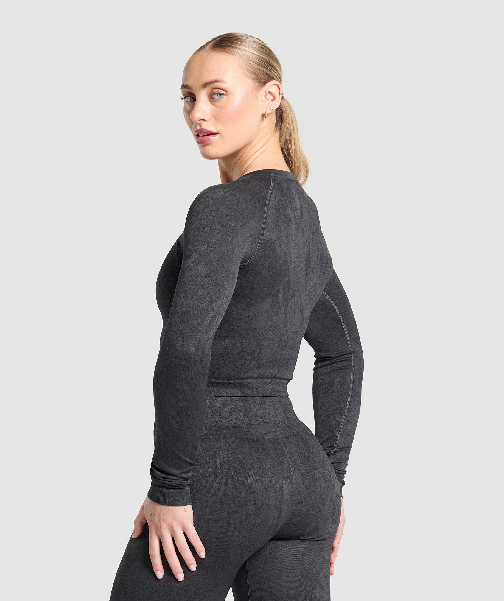 Women's Gymshark Adapt Camo Seamless Long Sleeve Top Asphalt Grey