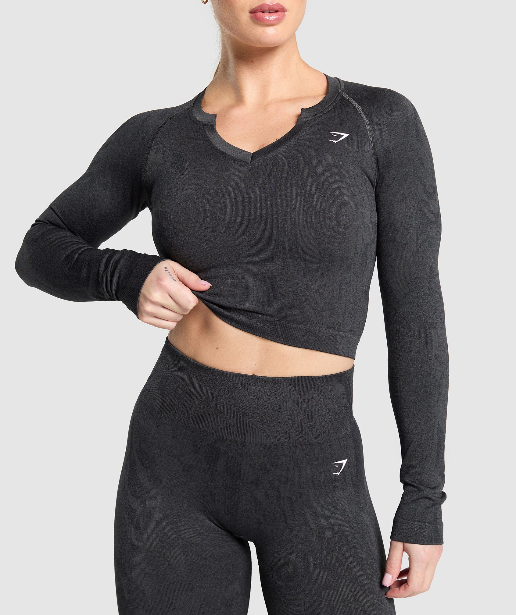 Women's Gymshark Adapt Camo Seamless Long Sleeve Top Asphalt Grey