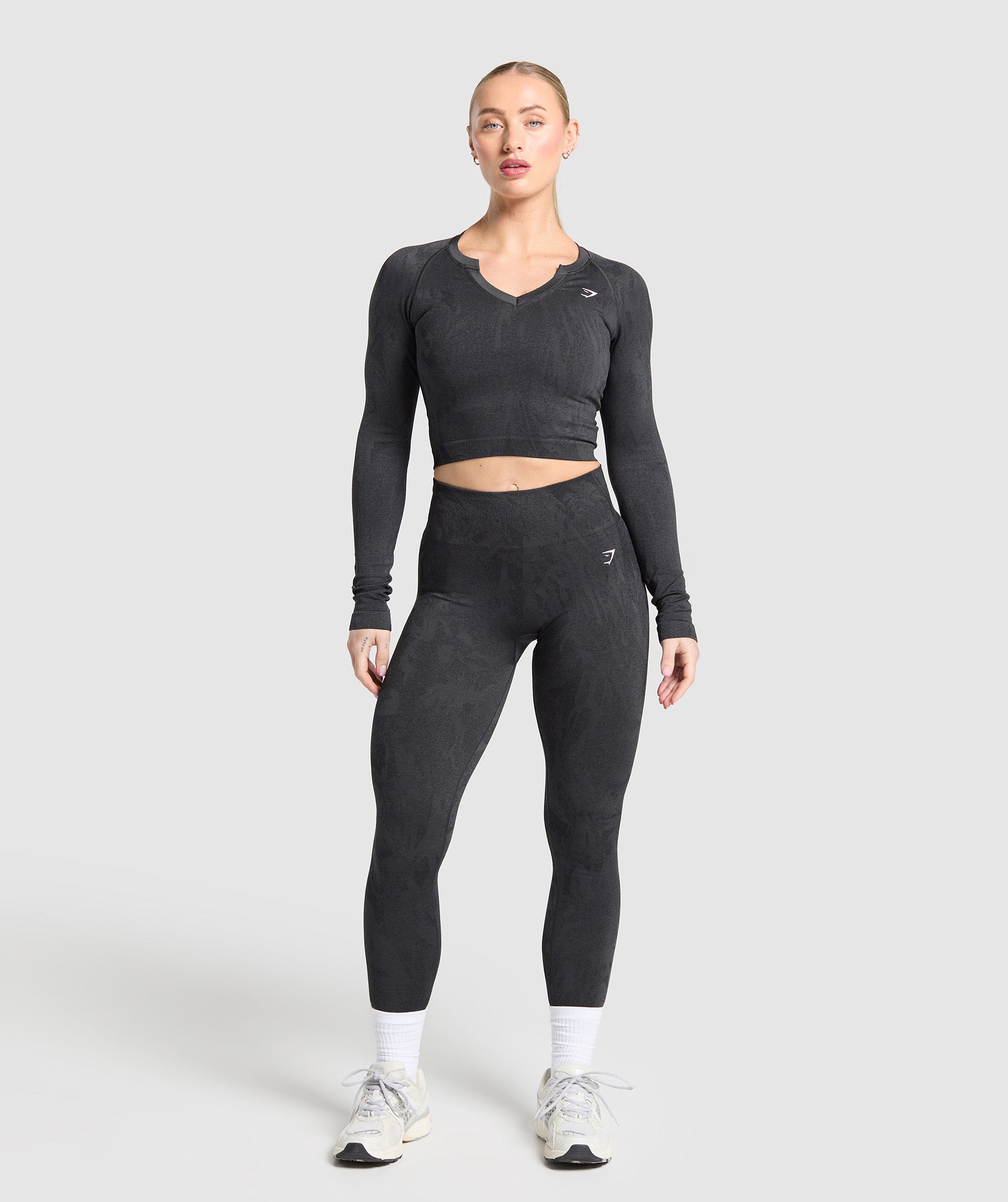 Women's Gymshark Adapt Camo Seamless Long Sleeve Top Asphalt Grey