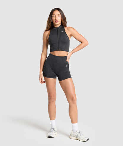 Women's Gymshark Adapt Camo Seamless Zip Up Crop Top Asphalt Grey