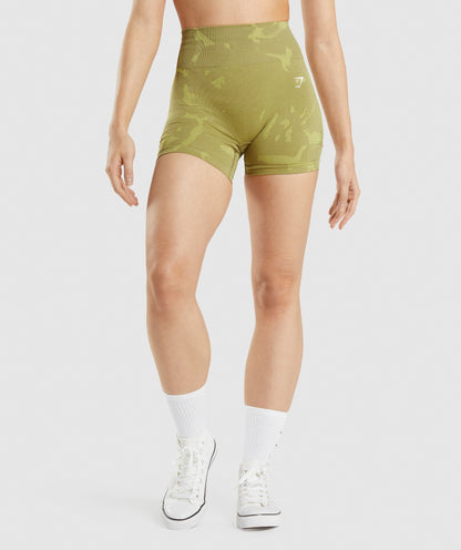Women's Gymshark Adapt Camo Seamless Shorts Savanna | Griffin Green
