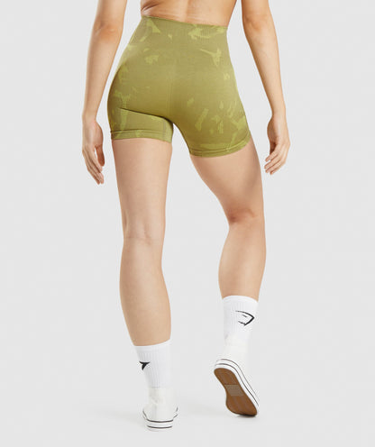 Women's Gymshark Adapt Camo Seamless Shorts Savanna | Griffin Green