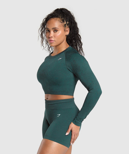Women's Gymshark Adapt Fleck Seamless Long Sleeve Crop Top Darkest Teal