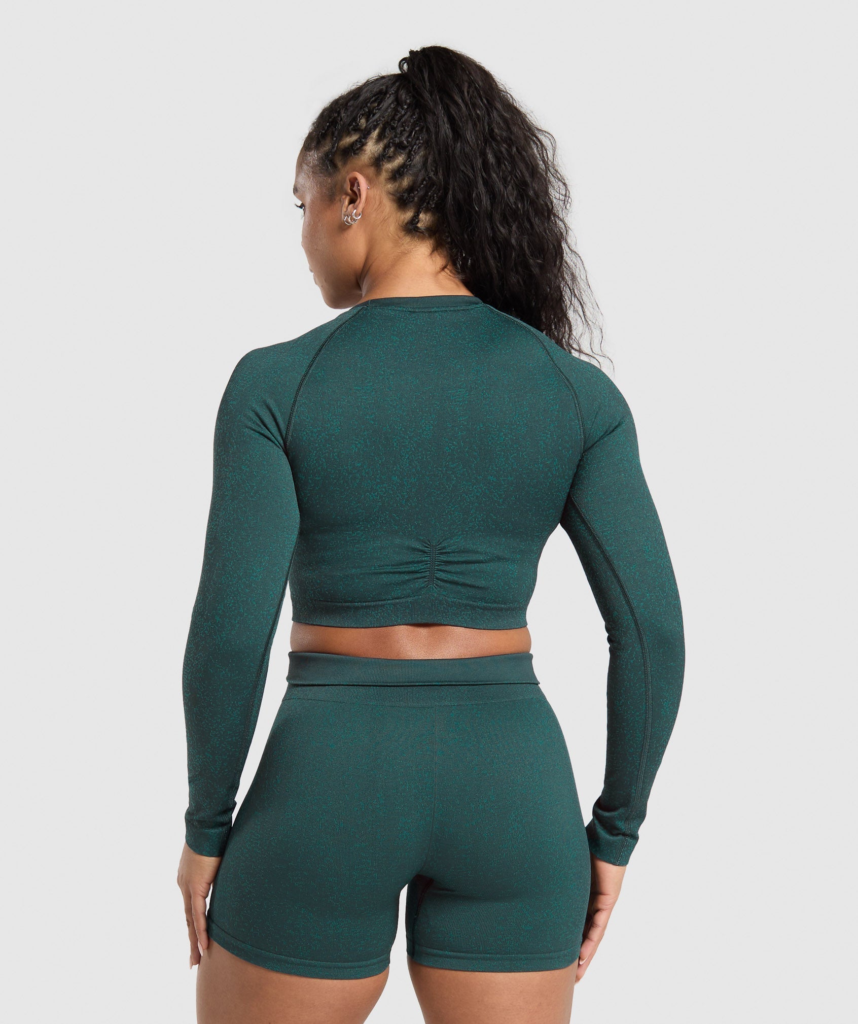 Women's Gymshark Adapt Fleck Seamless Long Sleeve Crop Top Darkest Teal