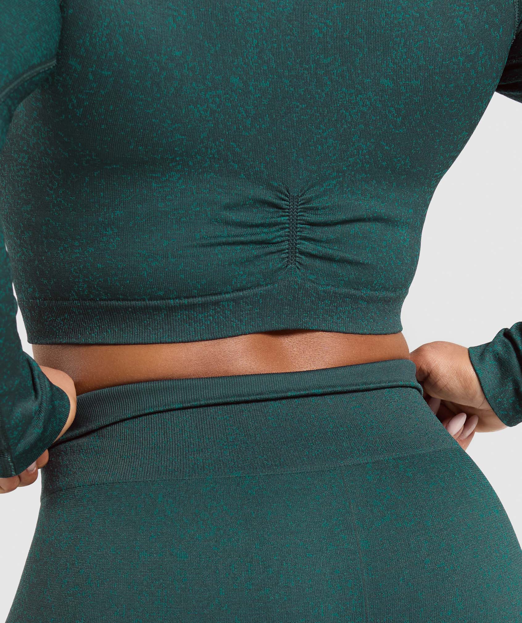 Women's Gymshark Adapt Fleck Seamless Long Sleeve Crop Top Darkest Teal