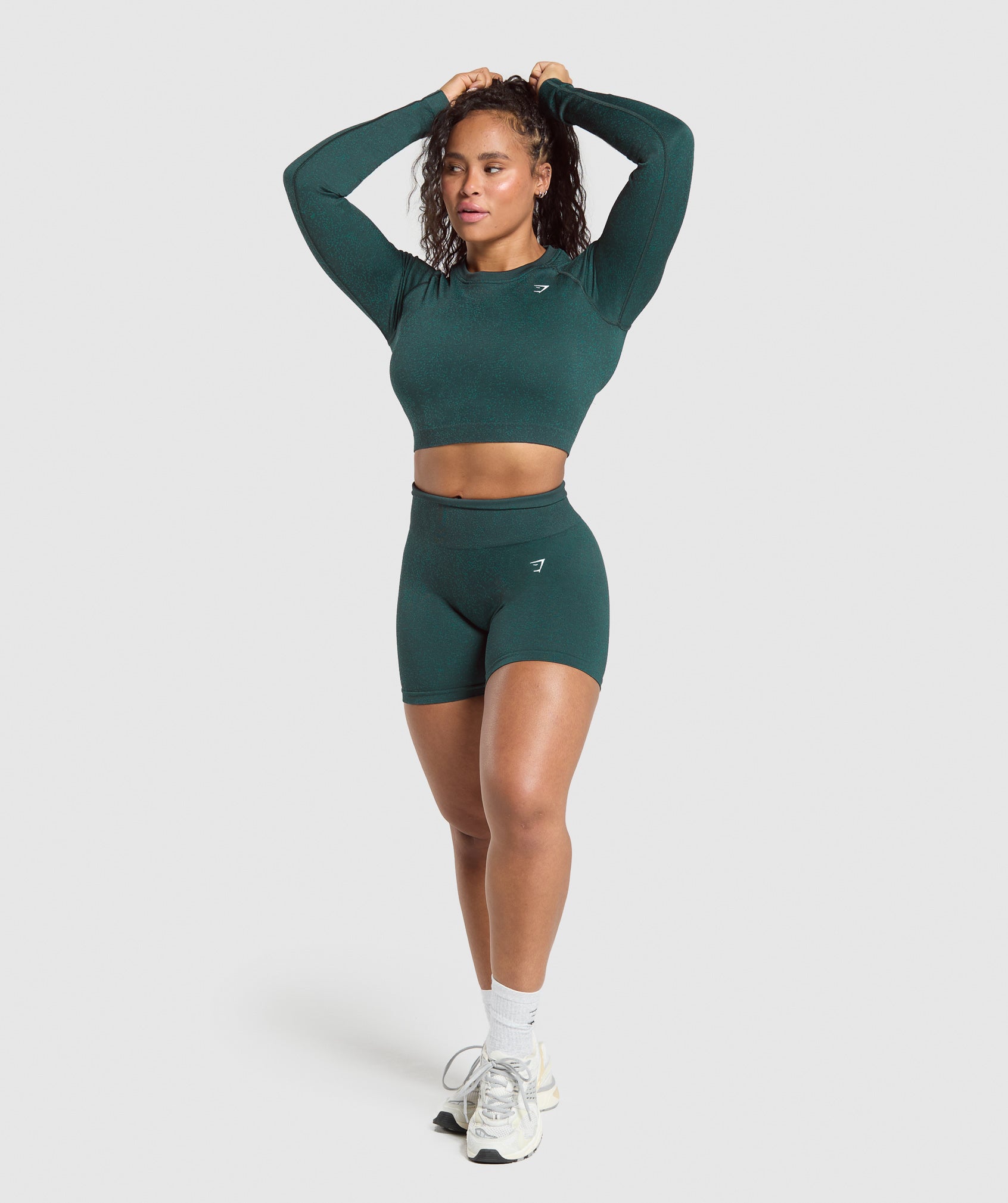 Women's Gymshark Adapt Fleck Seamless Long Sleeve Crop Top Darkest Teal