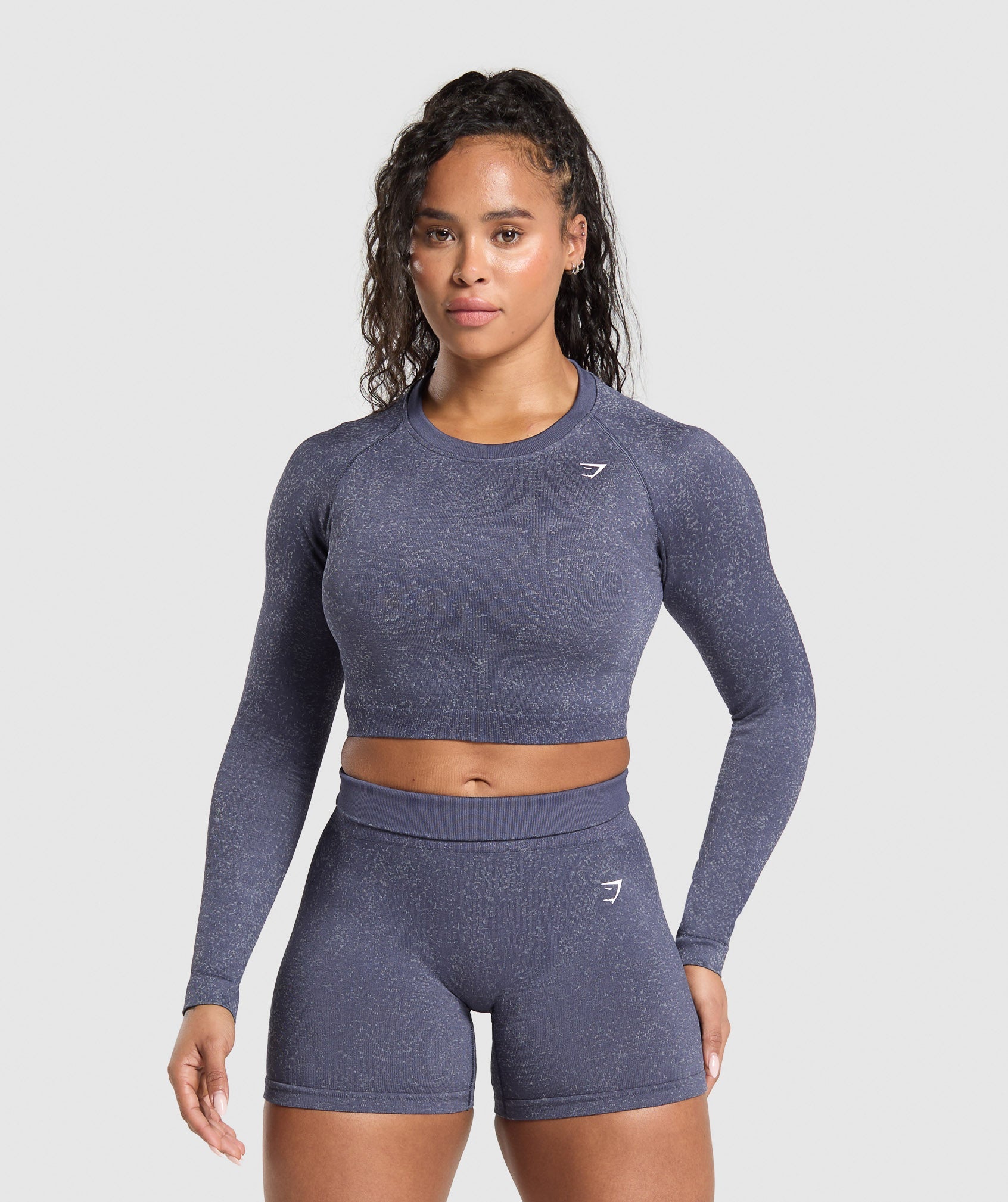 Women's Gymshark Adapt Fleck Seamless Long Sleeve Crop Top Weighted Purple
