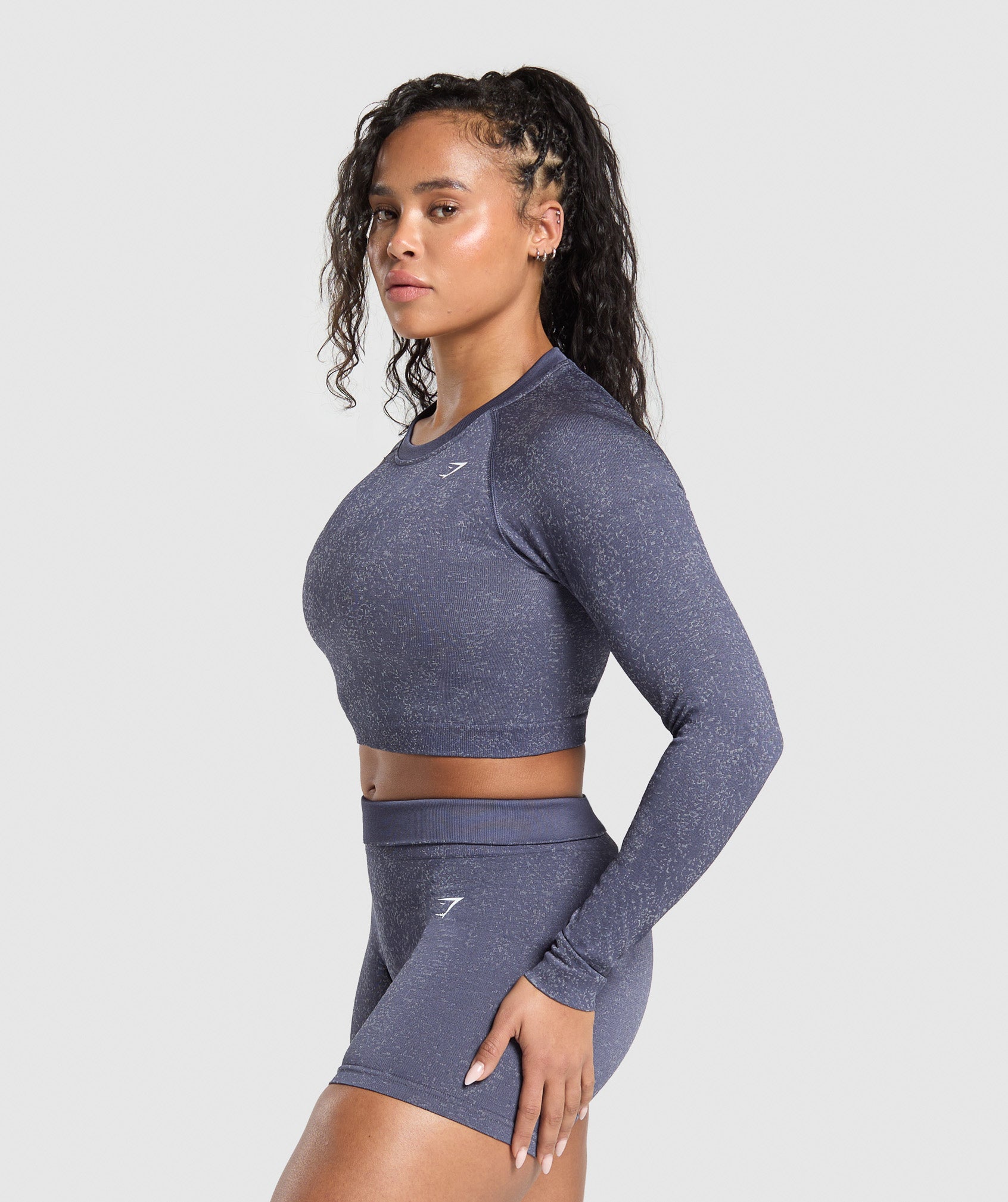 Women's Gymshark Adapt Fleck Seamless Long Sleeve Crop Top Weighted Purple