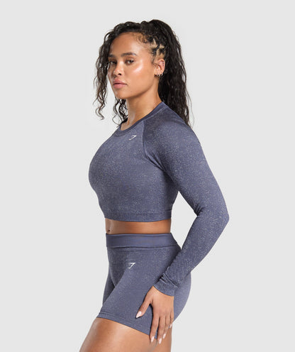 Women's Gymshark Adapt Fleck Seamless Long Sleeve Crop Top Weighted Purple