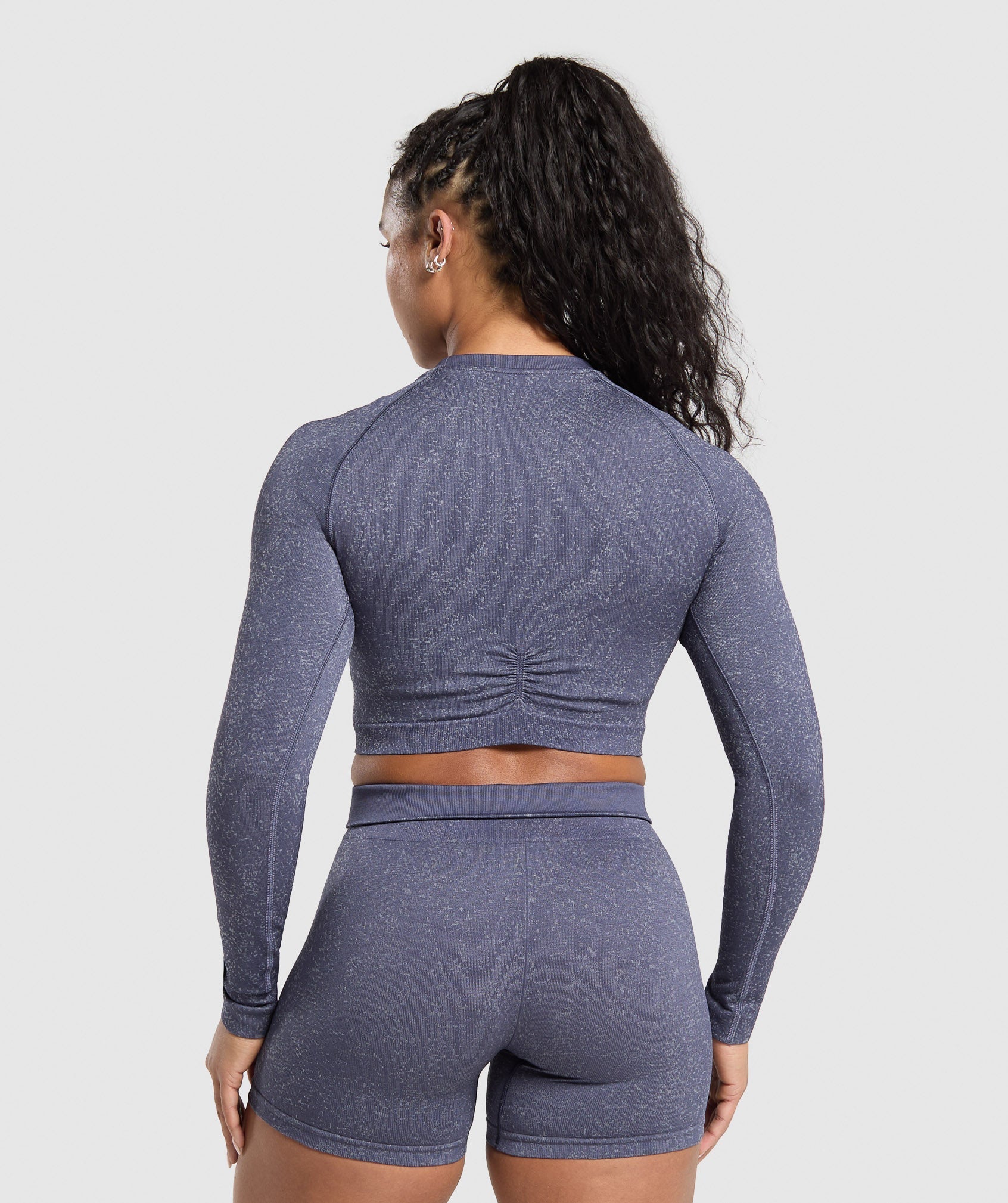 Women's Gymshark Adapt Fleck Seamless Long Sleeve Crop Top Weighted Purple